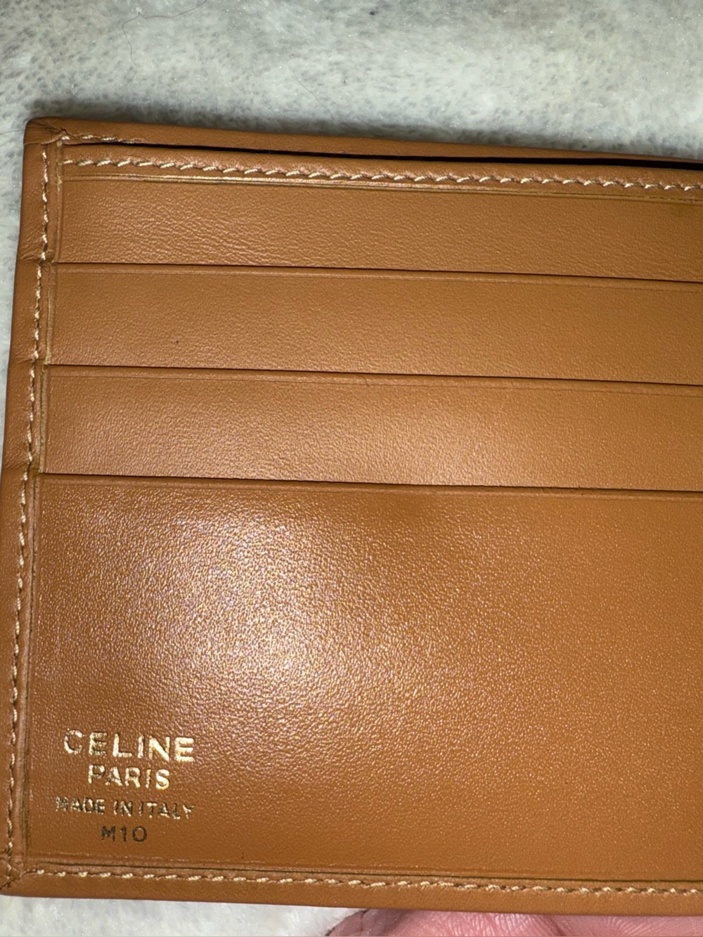 CELINE Authentic Wallet Women’s Beige Brown Macadam Triomphe Bi-Fold - Picture 4 of 9